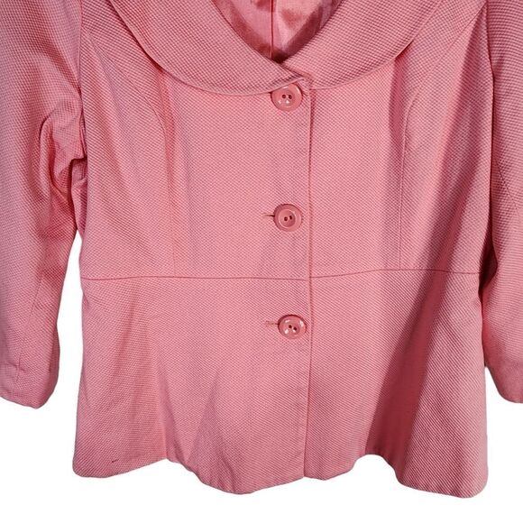 Sandro Pink Birds Eye Stretch 3/4 Sleeve Blazer - Picture 4 of 6